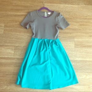 Grey and teal LuLaRoe Amelia dress